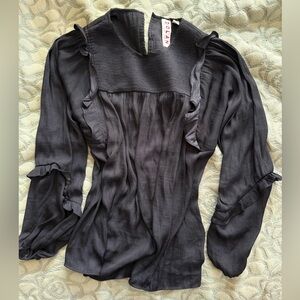 Anthropologie Dolan Charcoal Ruffled Blouse